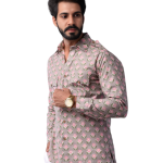 Sanganeri Thunder Grey Hunting Styled Printed Shirt Men Refined Outdoor - Artistic Heritage Menswear | Jaipurio